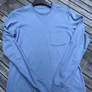 Everlane Men's Long Sleeve Pocket T-shirt, Blue, 100% Cotton, XS